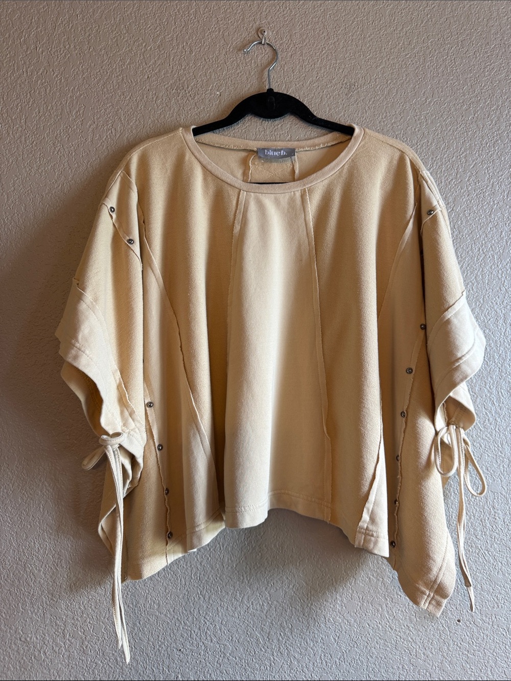 Blue B Cream Short-Sleeve Tie-Detail Top